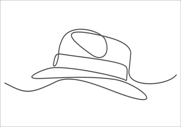 Continuous One Line Drawing Vector Illustration Stylish Hat — Stock Vector