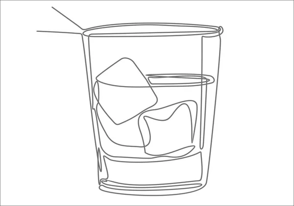 Kontinuierliche Linienzeichnung Vektor Illustration Brandy Mit Eis — Stockvektor