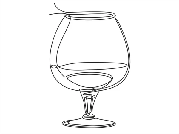 連続1線画 ベクトル図 ワインのガラス — ストックベクタ