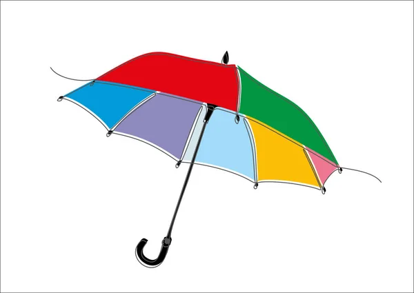 Dibujo Continuo Una Línea Ilustración Vectorial Paraguas — Vector de stock