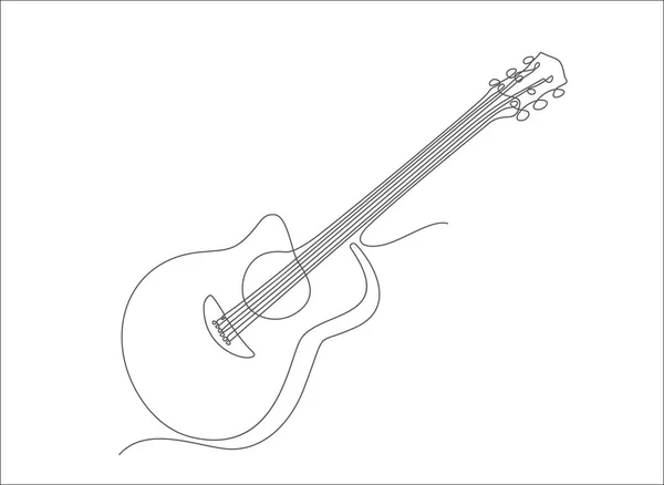 连续的单线绘图 矢量图解 吉他轮廓 — 图库矢量图片