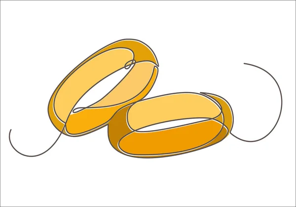Desenho Contínuo Uma Linha Ilustração Vetorial Anéis — Vetor de Stock