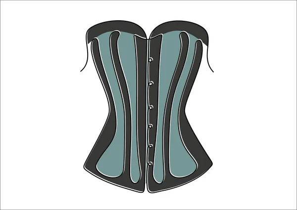 Continuous One Line Drawing Vector Illustration Corset — Stock Vector