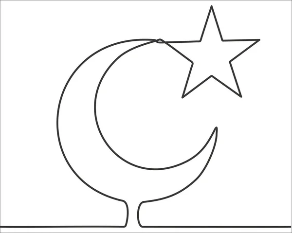 连续的单线绘图 矢量图解 伊斯兰教符号 — 图库矢量图片
