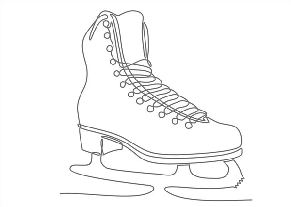 Desenho Contínuo Uma Linha Ilustração Vetorial Patins — Vetor de Stock