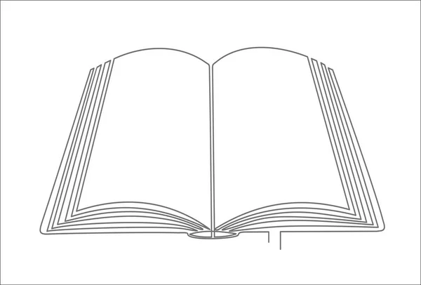 Continuous One Line Drawing Vector Illustration Opened Book — Stock Vector