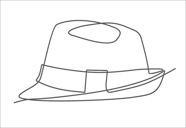 Continuous One Line Drawing Vector Illustration Panama Hat — Stock Vector