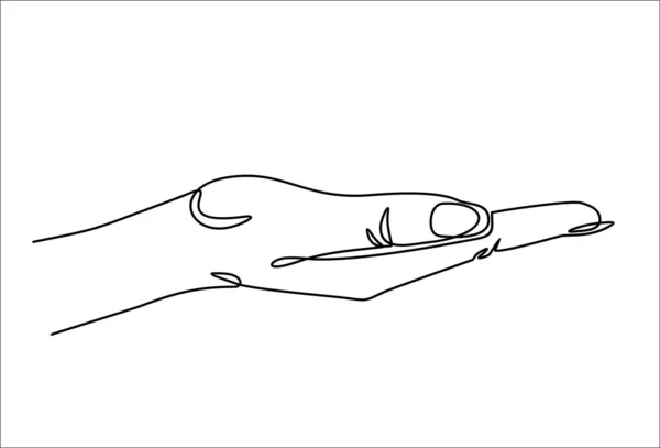 Continuous One Line Drawing Vector Illustration Hand Silhouette — 스톡 벡터