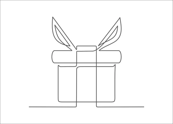 Kontinuierliche Linienzeichnung Vektor Illustration Geschenkbox — Stockvektor