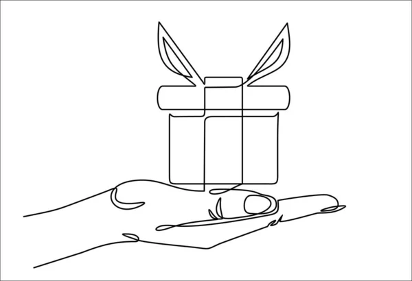 Kontinuierliche Linienzeichnung Vektor Illustration Geschenkbox — Stockvektor