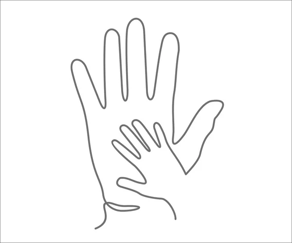 Безперервне Креслення Однієї Лінії Векторна Ілюстрація Сімейна Концепція Дві Руки — стоковий вектор