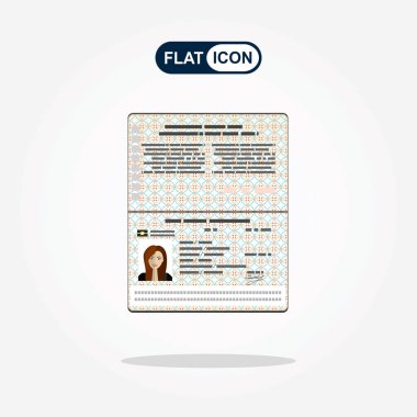 Açık pasaport ve bilgilere sahip vektör illüstrasyonu 