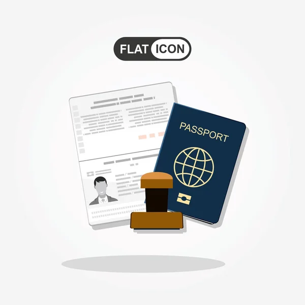 Διαβατήριο Επίπεδο Εικονίδιο Που Απομονώνεται Λευκό Φόντο — Διανυσματικό Αρχείο