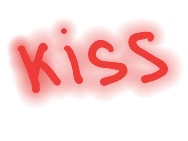 Rote Buchstaben küssen auf weiß. Heiße Liebe Konzept, Illustration. — Stockfoto