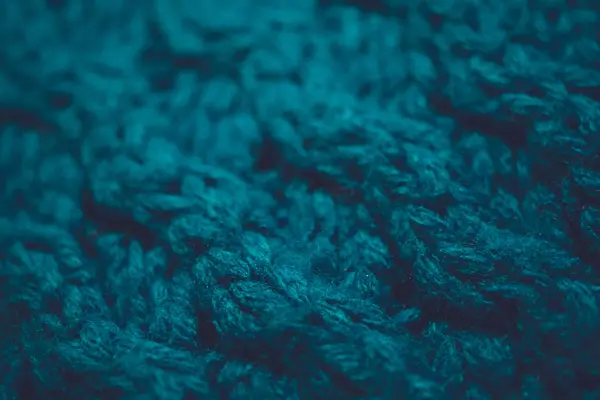 Textura de punto, patrón de hilo azul índigo, fondo de invierno acogedor . — Foto de Stock