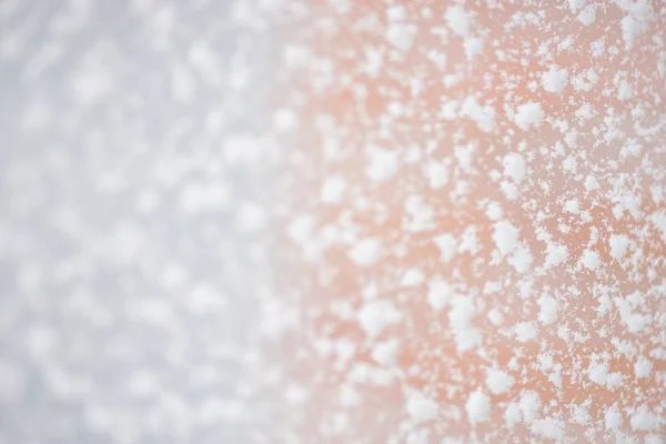 Fluffy snow flakes on the window, closeup — 스톡 사진