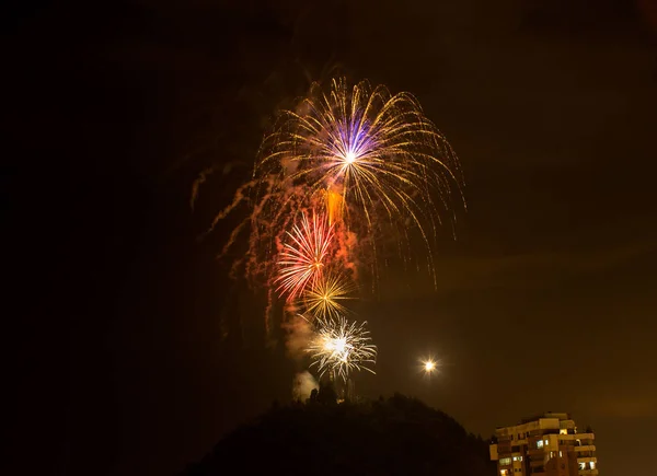 Fireworks - Manizales mässa - Colombia Royaltyfria Stockfoton