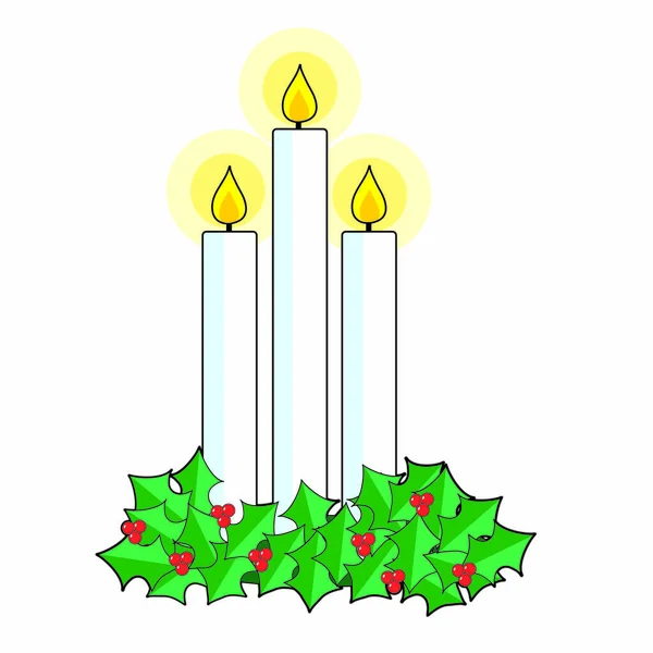 Белые рождественские свечи — стоковый вектор