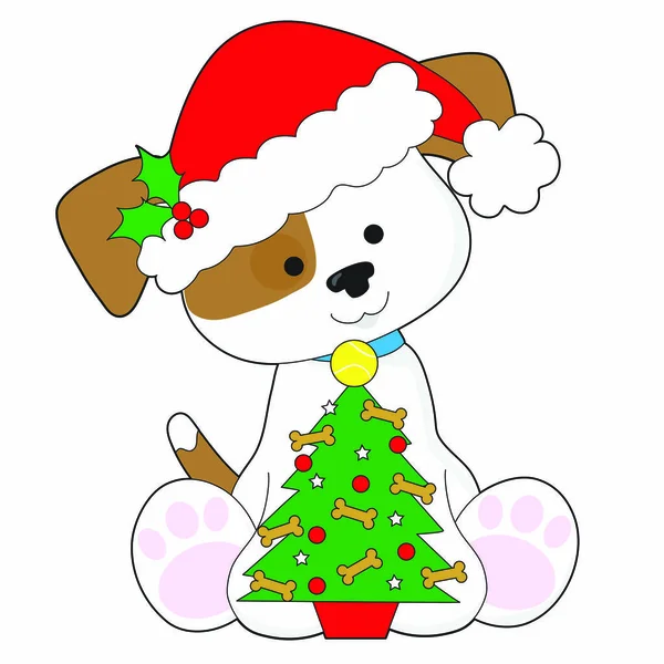 Симпатичный щенок Санта — стоковый вектор