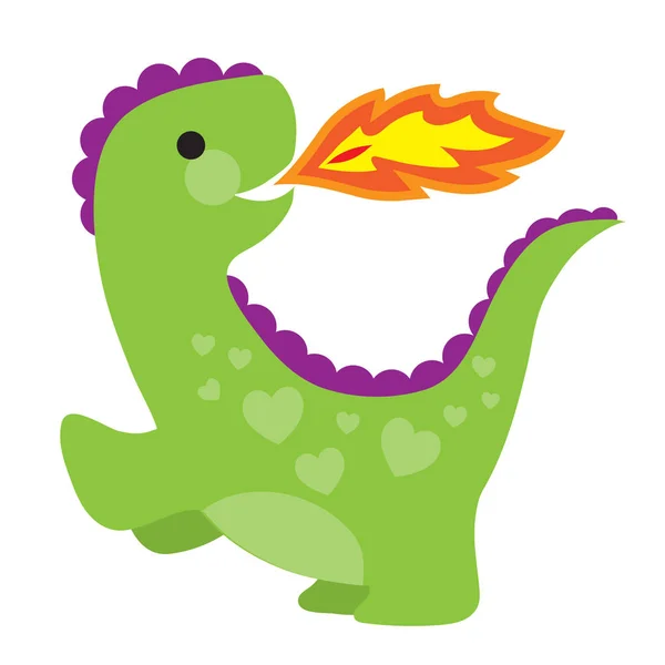 Mignon petit dragon vert — Image vectorielle