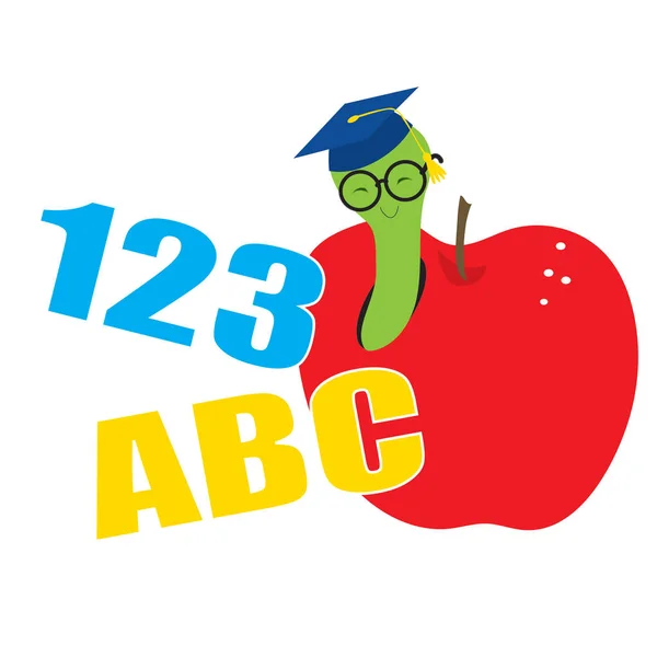 Verme ABC in una mela — Vettoriale Stock