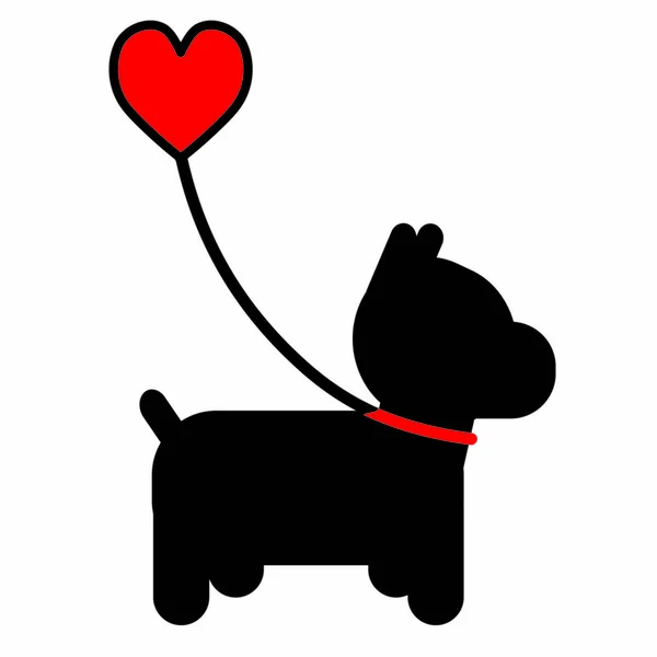 Perro y corazón Vector de stock