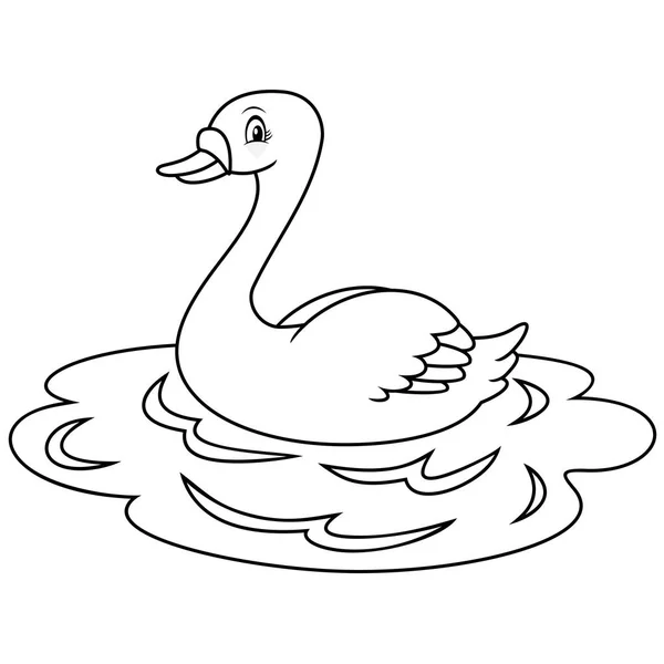 Página para colorear cisne en el agua — Archivo Imágenes Vectoriales