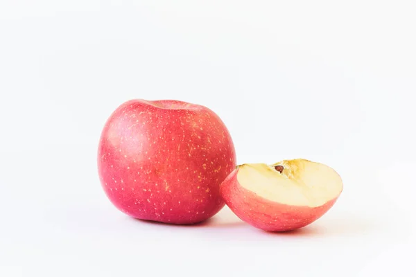 An apple and a sliced apple on white background — Stock Photo, Image
