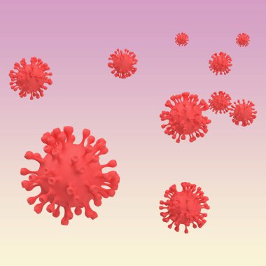 Pembe arka planda covid-19 virüsünün 3 boyutlu çizimi