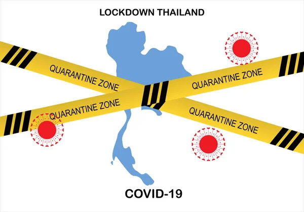 Koncepcja Zapobiegania Epidemii Wirusa Covid Pandemia Zamknięcie Kraju Tajlandii Tajlandia — Wektor stockowy