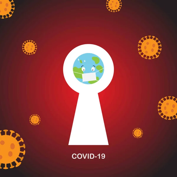 Koncepcja Zamknięcia Świata Celu Powstrzymania Epidemii Wirusa Covid Projekt Kuli — Wektor stockowy