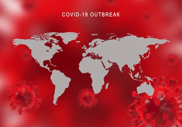 Rendu Illustration Carte Monde Contexte Éclosion Pandémique Virus Couronne Covid — Photo