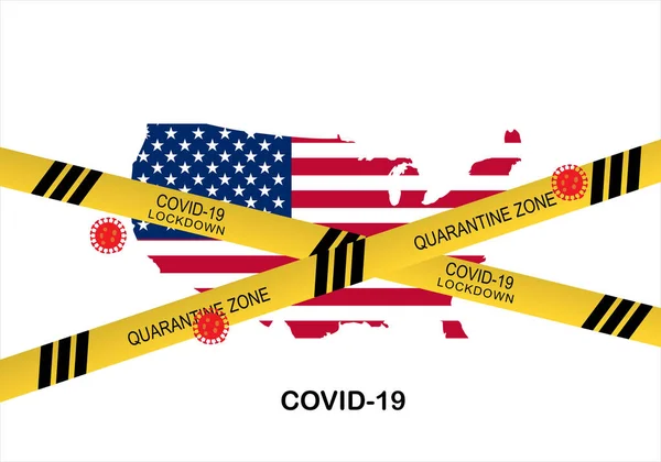 Concept Confinement États Unis Amérique Contre Épidémie Pandémique Virus Covid — Image vectorielle