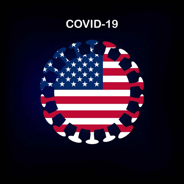 Koncepcja Wybuchu Choroby Usa Ilustracja Wirusa Korony 2019 Flagi Stanów — Wektor stockowy