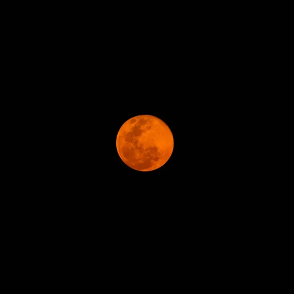 Красивая Ближайшая Суперлуна Оранжевом Цвете Темном Небе — стоковое фото