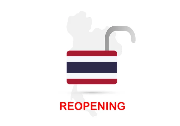 封锁国家后重新开放泰国的概念 — 图库矢量图片