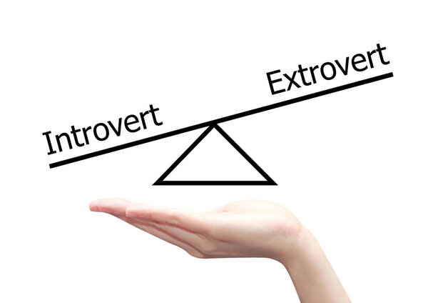 hand with introvert and extrovert  concept