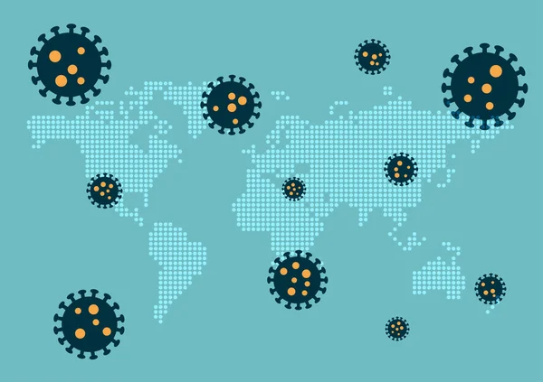 Covid Virus Corona Con Mapa Puntos Del Mundo — Vector de stock