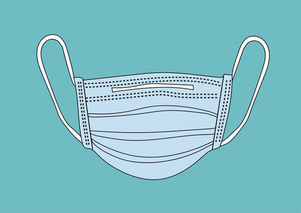 Hand Draw Vector of Surgical mask to Protect Dust and Virus