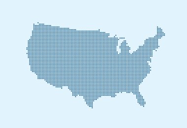 Mavi arkaplan üzerindeki ABD noktalı haritasının vektörü
