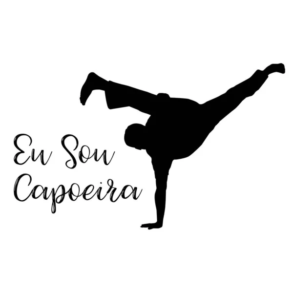 Sou Capoeira Slovo Siluetou Muž Batido Tah — Stockový vektor