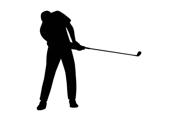 Vector Silhouette Golfer Swing Sand Weigh Club — Stock Vector