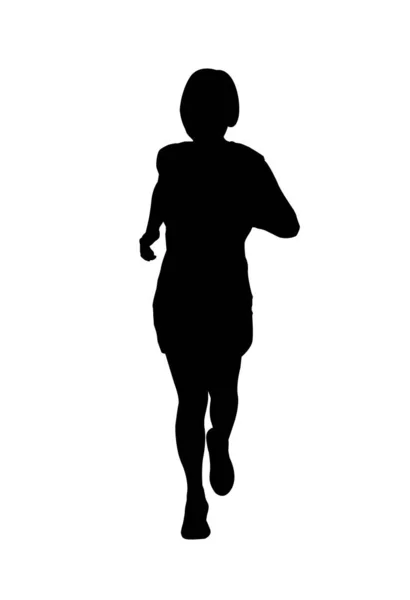 Vecteur Sillouette Femme Courir Marathon — Image vectorielle