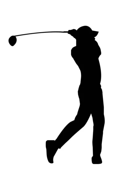 Vector Silueta Jugador Golf Swing Club Golf Para — Vector de stock