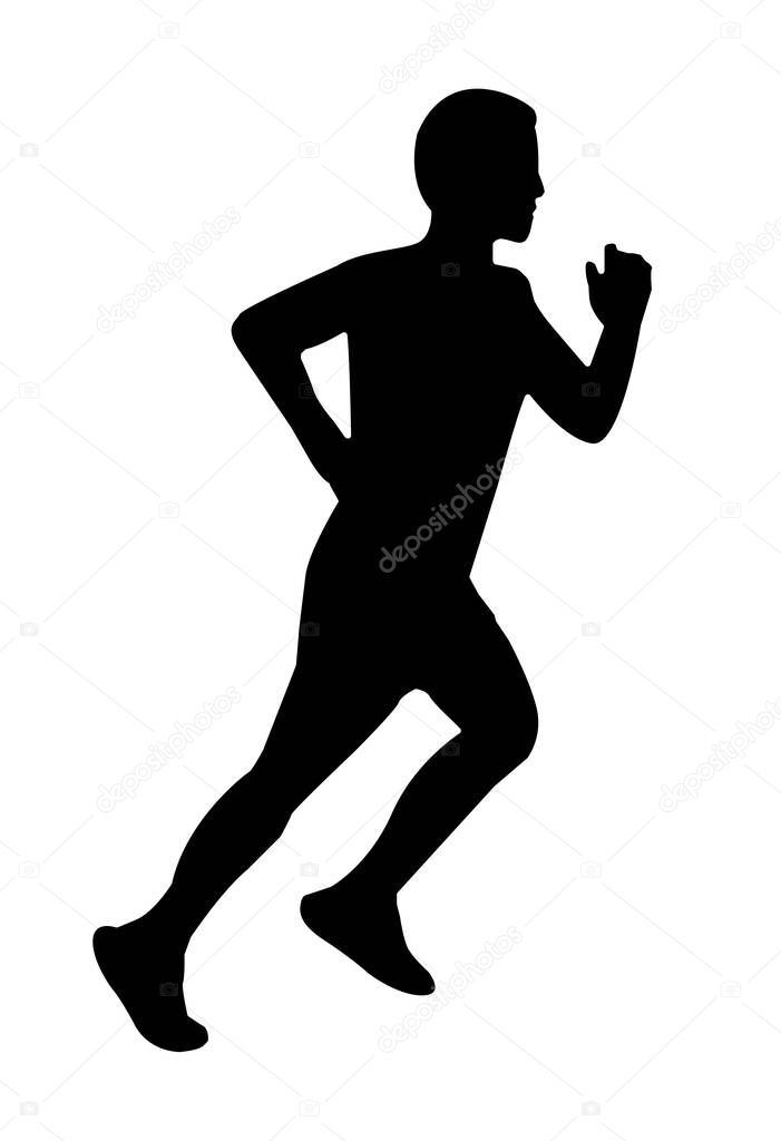 Vector of Sillouette Man Running in Marathon