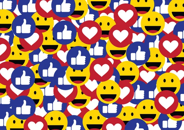 Come Emoticon Cuore Sorriso Sfondo Dei Social Media — Vettoriale Stock