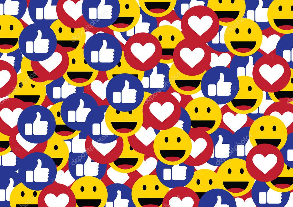 like smile heart emoticon social media background