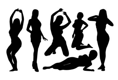Seksi kadınların poz verdiği siluet vektörü