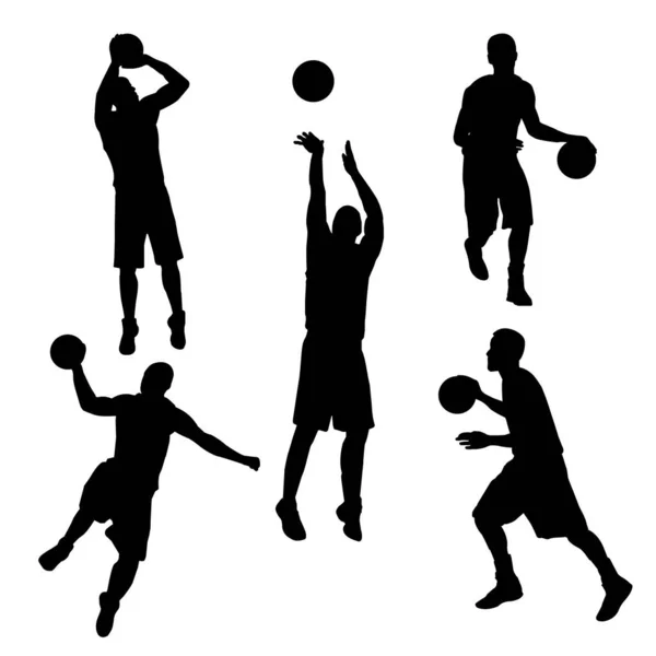 Vector Silhouette Basketball Player Action — Stock Vector