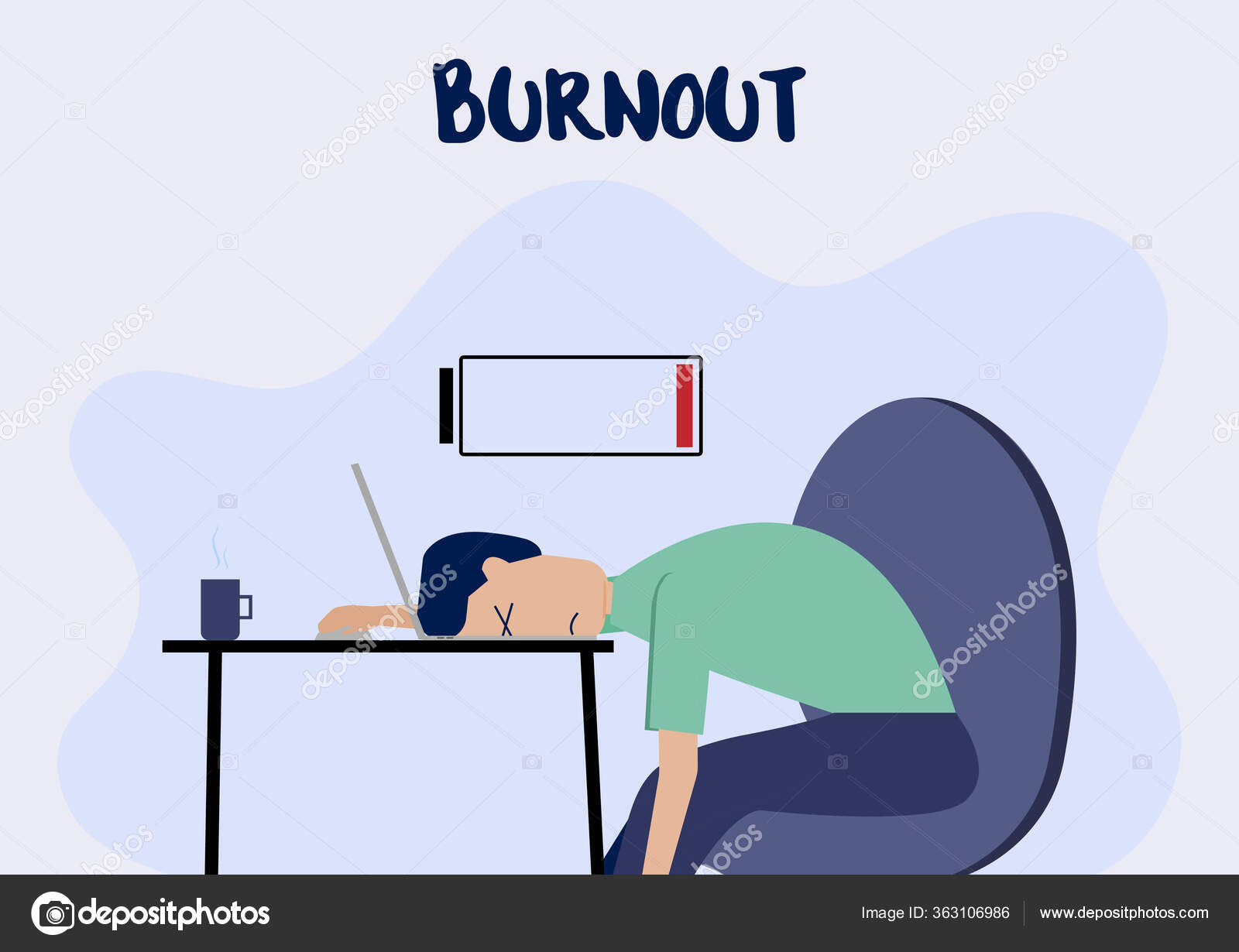 Vetores de Ilustração De Desenho Animado Vetorial De Burnout Homem